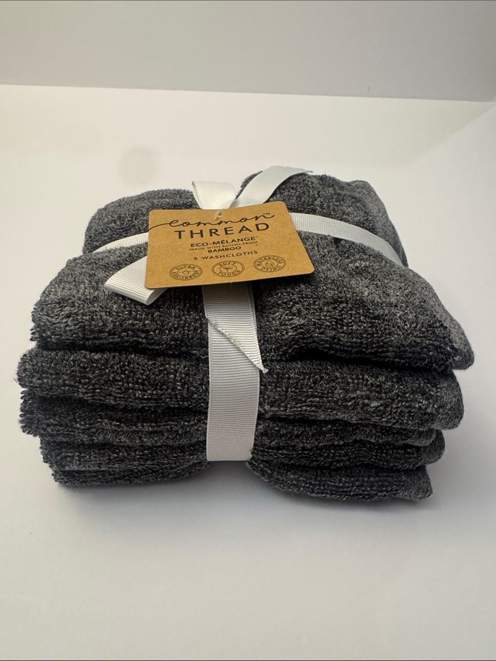 5pc COMMON THREAD Eco-Melange Bamboo/Cotton Bath Wash Towel Set - Heather DKGrey